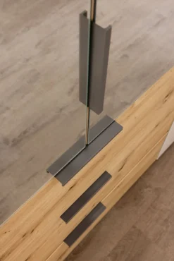 Drehtürenschrank SEAMO Artisan Eiche/ Glas Champagner