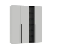 QUARTIER Drehtürenschrank V1 3-türig grau/ schwarz