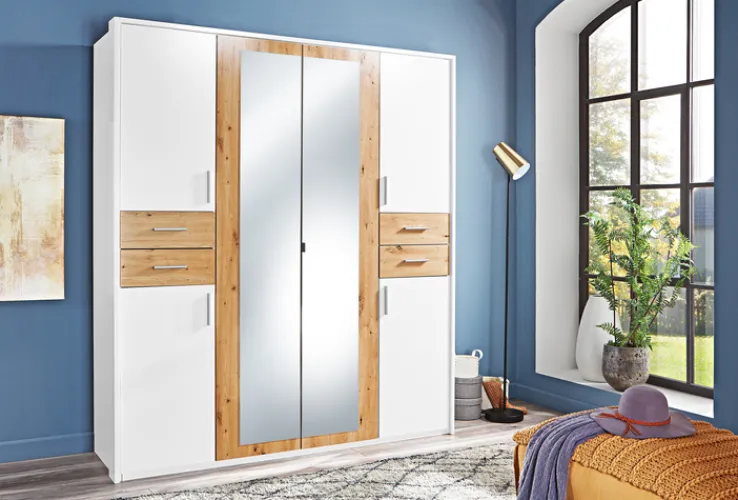 QUARTIER Drehtüreschrank VEGAS weiß/ braun