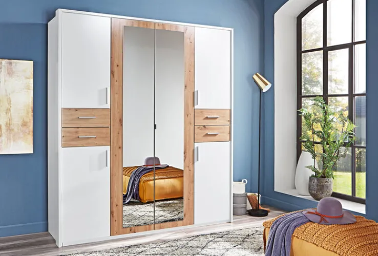 QUARTIER Drehtüreschrank VEGAS weiß/ braun