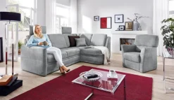 Ecksofa 224 x 160 cm Stoffbezug frostgrau