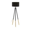 EGLO Tripod Stehlampe BIDFORD II, Holz/Metall/Textil, Höhe 154 cm Braun/Beige/Goldfarbig