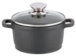 ELO mit Freude kochen! ELO Kochtopf mit Glasdeckel ALUCAST 16 cm Aluminiumguss schwarz