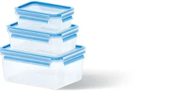 emsa Frischhaltedosen im 3er Set CLIP & CLOSE 0,55+1,0+2,3 Liter Blau