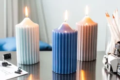 ENGELS KERZEN Rillenkerze 8/H15 cm leinengrau