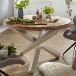 Esstisch 120 cm braun/ weiß