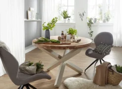 Esstisch 120 cm braun/ weiß