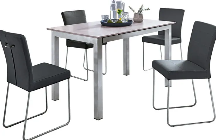 Esstisch 130 x 80 cm NB Betonoptik foliert/Metall grau gepulvert