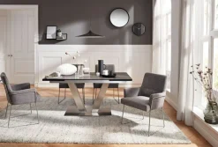 CASAVANTI Esstisch 160-240 x 90 cm Oxydo Darknight / Edelstahl