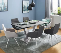 CASAVANTI Esstisch 160-240 x 90 cm Oxydo Darknight / Edelstahl