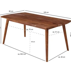 CASAVANTI Esstisch 120 x 60 cm Rosenholz