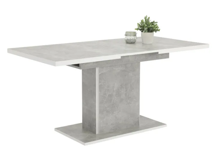 QUARTIER Esstisch ALICE T 120-160 x 80 cm betongrau