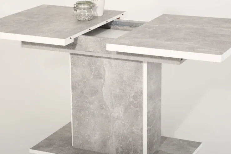 QUARTIER Esstisch ALICE T 120-160 x 80 cm betongrau