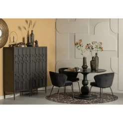 Esstisch BLANCO 120 cm rund Mangoholz schwarz