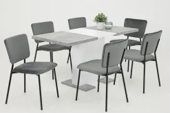 QUARTIER Esstisch BRITT 110-150 x 90 cm weiß /Betonoptik