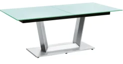 Esstisch COMEDOR 160-210 x 100 cm Edelstahl /Glas weiß