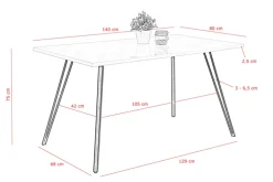 Esstisch JENNIFER 180 x 90 cm Hochglanz weiß/schwarz