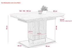 Esstisch LORENA 120 (150/180) x 80 cm Artisan-Eiche-Dekor braun/schwarz