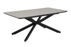Esstisch LUCCA, Holznachbildung/Metall, 190 (250) x 103 x 75 cm Grau/Schwarz