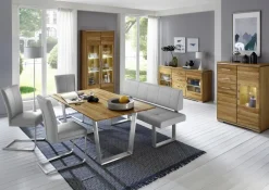 Esstisch OAK EDITION Chraktereiche massiv 180 x 76 x 90 cm Silberfarbig