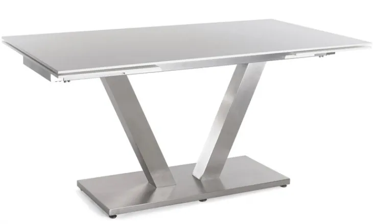 Esstisch SETA 160-250 x 90 cm Edelstahl/Glas grau