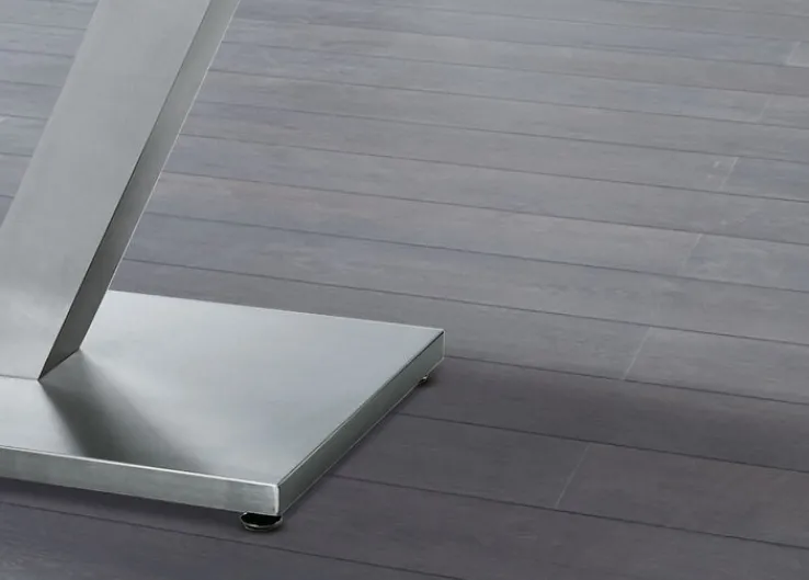 Esstisch SETA 160-250 x 90 cm Edelstahl/Glas grau