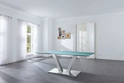 Esstisch SETA 160-250 x 90 cm Edelstahl/Glas grau