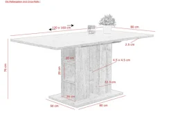 QUARTIER Esstisch STEFFI 120-160 x 80 cm