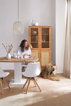 QUARTIER Esstisch TAPAS Ø 90-130 x 90 cm braun/weiß