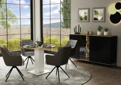 QUARTIER Esstisch TAPAS Ø 90-130 x 90 cm braun/weiß