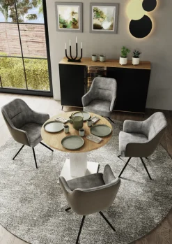 QUARTIER Esstisch TAPAS Ø 90-130 x 90 cm braun/weiß