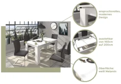 Esstisch TITAN 160 - 200 x 90 cm weiß