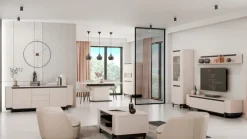 QUARTIER Esstisch VODOL 160-200x75 cm Sand/Schwarz