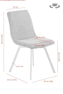 Esszimmerstuhl MARION 2er Set Stoffbezug Teddyoptik anthrazit