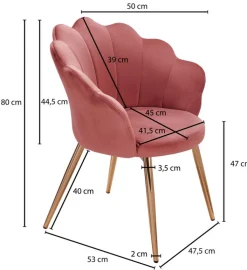 Esszimmerstuhl Samtstoff rosa/goldfarbig