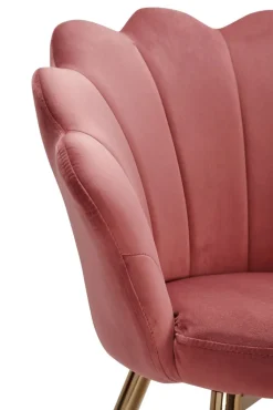 Esszimmerstuhl Samtstoff rosa/goldfarbig