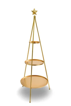 Etagere 3 Stöckig RED VELVET Metall Durchmesser 55 cm Höhe 141 cm Goldfarbig