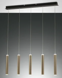 FABAS LUCE LED Balkenpendel PRADO 5-flg messingfarbig