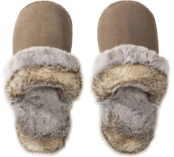 Felloptik-Hausschuhe FLUFFY-Größe 39 - 41 greige/taupe
