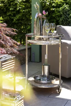 Fink Tablett NASSAU silberfarbig gehämmert