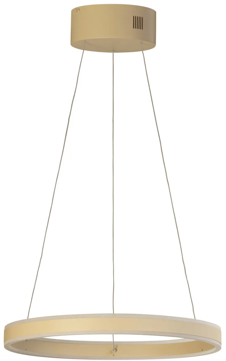 FISCHER & HONSEL LED Balkenpendel SILVIO, Metall/Acryl, Ø 50 cm Höhe 180 cm, Beige/Weiß