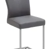 Freischwinger Stuhl Kunstleder grau/Edelstahl