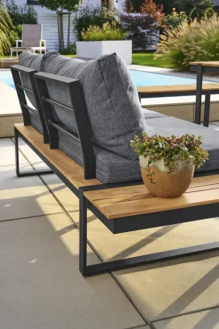 Garden FLAIR Dining Gartenlounge BASEL U 5-tlg grau /Akazie braun