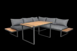 Garden FLAIR Dining Gartenlounge BASEL U 5-tlg grau /Akazie braun