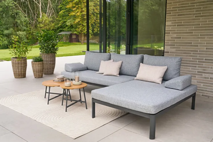 Garden FLAIR Garten-Beistelltisch SUSI 56 cm grau /Teakholz