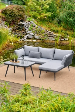 Garden FLAIR Living Gartenlounge LIBRA 3-teilig anthrazit /hellgrau