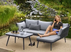 Garden FLAIR Living Gartenlounge LIBRA 3-teilig anthrazit /hellgrau