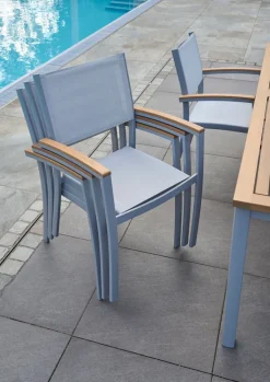 Garden FLAIR Stapelstuhl Garten SALZBURG 88 cm Alu /hellgrau