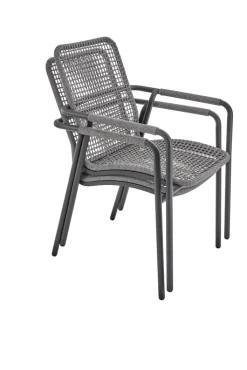 Garden FLAIR Stapelstuhl Garten REPTON ROPE 2er Set anthrazit /hellgrau