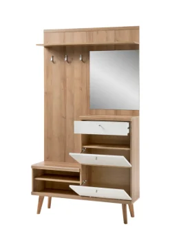 Garderobe LENA_MERLE Eiche Riviera NB/ weiß matt